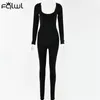 Women's Jumpsuits Rompers FQLWL Fall Winter Long Sleeve Sexy Rompers Womens Jumpsuit Female Outfits Brown Black White Bodycon Jumpsuit For Women 230223