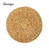 Mats Pads Conjunto de 4 placemats redondos para mesa de jantar Wicker Wicker Natural Strawhouse House Charger Plate Resistente ao calor Local 230224