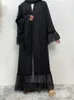 Ethnic Clothing New Open Abaya For Muslim Women's Dress Turkey Long Robe Moroccan Caftan Kaftan Bespoke Occasion Dresses Ramadan Black Niqab 2XL