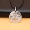 Pendentif Colliers Pierre Naturelle Cristal Collier Rond Quartz Clair Avec Corde En Cuir Chaîne Pour Femmes Hommes Choker Bijoux Cadeaux