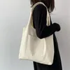 Shopping Bags Women's Canvas Commuter Vest Bag Cotton Cloth White Black Series Supermarket Grocery Handbags Tote School