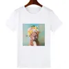 Camisetas para mujer Ropa de mujer Flor Floral Manga corta coreana Camisa de verano para mujer Top gráfico Camisetas para mujer Camiseta para mujer
