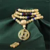 Strand design naturliga tibetanska fårhorn pärlor armband buddhist 108 mala för bönmedling kvinnor män smycken grossist
