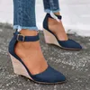 Sandaler 2021 kilar Kvinnor Sandaler Summer Fashion Buckle Solid Pointed Sweet Casual Office Party Wedding Shoes Plus Size Ladies Sandaler Z0224