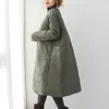 女性のトレンチコートクリアランス-2023女性冬の厚い白いアヒルダウンA -Type Long Paragraph Outerwear Thin Ladies文学シンプルコート