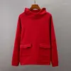 Herrtröjor män Autumn Winter Loose Long Sleeve Sliod Sweatshirts Hoodie Tracksuit Sweat Coat Pocket Sportswear Xmas Red 6Q2284