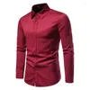 Chemises décontractées pour hommes PARKLEES chemise habillée d'affaires coupe ajustée pour hommes à manches longues couleur unie hommes travail bureau porter Camisas Para Hombre