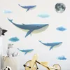 Naklejki ścienne kreskówkowe chmury wielorybów księżyc dla dzieci zwierząt domowy dekoracje do domu łazienka naklejka salon dekoracje sypialni mural