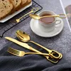 Servis uppsättningar 5st lyxiga bordsuppsättningar Set ToSless Steel Knife Fork Spoon Cutlery Elegant Hangable Design Anpassningsbar