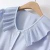 Women's Plus Size T-Shirt Summer Plus Size Tops For Women Large Size Blouse Short Sleeve Loose Blue White Cute Shirt 3XL 4XL 5XL 6XL 230224