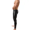 Men's Thermal Underwear Mens Long Pants Faux Leather Johns Seamless Trousers Sports Leggings Party Dance Show Clubwear Latex