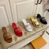 Calfskin Ladies Mid Heel Slippers Luxury Designer Fashion Summer Chunky Heel Sandals Size 35-44