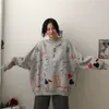 レディースフーディーズスウェットシャツQWEEKスウェットシャツHARAJUKU PULLOVER BFプレッピースタイル