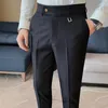 Męskie spodnie Pantalon Homme jesienne zima solidna biznes formalny garnitur dla mężczyzn odzież 2023 Slim Fit Casual Office Spoders 36