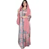 Etnische kleding Arabische jurken lente bloemenprint jurk vrouwen diamant dubai arab kalkoen marokko kaftan islamitische jurk robe Vestido