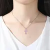 Colares de pingentes de colar transversal feminino embutido branco/rosa/ouro cor cúbica zirconia Mulheres versáteis da moda para joias de festa