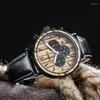 Wristwatches Man Quartz Watch Luxury Timepieces Chronograph Men's Wood Leather Business Band Bracelet Male Husband Gift