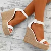 Sandalen Zuzi Woman Summer Sexy Wedge Sandals Platform Dames Hoge hakken Schoenen Women Fashion Straw Open Toen Casual vrouwelijke schoenen Z0224