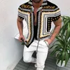 Casual shirts heren heren met korte mouwen shirt maashemd met een borstelige slanke fit luipaardprint katoen hiphop casual formele kleding Hawaiian Shirt Z0224