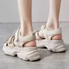 Sandálias fujin 2021 sandálias femininas plataforma grossa sapatos grossos tapas mágicas inseres de verão casuais sandálias bege preto confortável z0224
