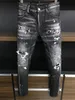 DSQ BIKER JEANS De Luxe Designer Maigre Déchiré Cool Guy Trou Denim Jean Marque Fit noir dsq2 Jeans Hommes Pantalon Lavé 686