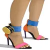 Sandals 2023 Summer Ladies PVC Strap Sexy Women Heels Strip Shoes Bag Decorative Pointy Dance Thin Denim Scarpe Da Donna