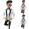 Kläderuppsättningar Senaste mönster Vit kostym för barn Barn Aktier Wedding Blazer Formell Wear Birthday Party Boy Suits 3 Pieces Jacket Vest Pant W0224