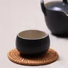 Mats Pads 6Pcs Drink Coasters Set For Kungfu Tea Accessories Round Tableware Placemat Dish Rattan Weave Cup Pad Diameter 8Cm 230224