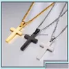 Andra konst och hantverk hängen halsband hängar smycken rostfritt stål korsmän religion tro crucifix charm titankedja för dh3qj