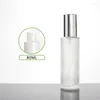 Storage Bottles 80ml Frosted/green/blue Glass Bottle Silver Pump Lid Serum/lotion/emulsion/foundation/gel/moisture Toner Skin Cosmetic