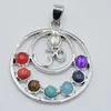 Pendant Necklaces Chakra Stones Healing Point Reiki Natural Beads Necklace Crystal Glass Choker Charms Dowsing Jewelry Making FindingsPendan