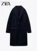 Women's Jackets ZA Autumn Winter Counter Quality Fashion Atmosphere Lapel Loose Midlength Pocket Woolen Coat Warm Longsleeved 230223