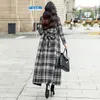 Kvinnorjackor Woolen Coat Women 2023 Autumn Winter Temperament Slim Mångsidig ulljacka Kvinnlig stor storlek lång över knäplädet Ytterkläder 230223