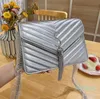 Femmes en peau de mouton cuir sacs à bandoulière chaîne diagonale sac à bandoulière luxe 55 argent métal strass lettres sacs à main pour Wo212J