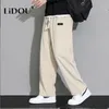 Herenbroeken lente herfst mode temperament Koreaanse corduroy wideleg broek man losse casual vaste kleur mannelijke joggingbroek streetwear kleding 230224