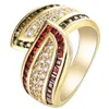 Bröllopsringar Milangirl Luxury svängda Micro Pave Stone Ring for Women Men Fashion Red Good Jewellery