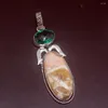Hänghalsband Hermosa smycken Natural Ocean Jasper Green Topaz perfekt silverfärg charm halsband för kvinnliga gåvor 20234679