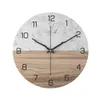 Wall Clocks Nordic Style Marble Pattern Clock Round Silent Metal Fashionable Simple Home Room Decor Design Timer