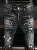 DSQ BIKER JEANS De Luxe Designer Maigre Déchiré Cool Guy Trou Denim Jean Marque Fit noir dsq2 Jeans Hommes Pantalon Lavé 686