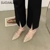 Sandals Suojialun 2022 Бренд заостренные женщины -нога женщин с сандал -модным узкополосной полосой из -под ботинок с насосами с низким каблуком на каблуках 230224