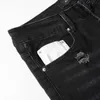 Estilo Denim Amirres Jeans lavados Calças de Designer Homem Preto 23SS High Street Buraco Cabeça Retrato Bordado Slim Jeans Marca de Moda Masculina Pés Bonitos 5U04