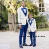 Clothing Sets Boys Suit 3 Piece Wedding Line Up Tuxedo Kids Blazer Pants Vest Formal Dress Point Lapel Jacket Pink Outfit ensembles de blazers W0224