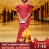 Повседневные платья сексуальные вечеринка ужин женщины Русалка платье красное 2023 Африканская рубашка с обертовой труба