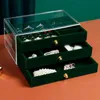 Jewelry Boxes Velvet Three-Layer Jewellery Storage Box Acrylic Organizers Earring Rings Necklace Large Space Jewellery Case Holder Women 230223