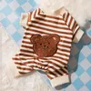 Dog Apparel Pet Striped Jumpsuit Spring Autumn Medium Small Clothes Sweet Pajamas Cute Cartoon Pattern Kitten Puppy Shirt Poodle Maltes