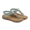 Sandals 2023 Summer Fashion Women Rhinestones Slipper Soft Comfortable Sole Seaside Resort Large Flats Flip Flops Shoes