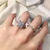 مع الحجارة الجانبية Elsieunee Classic 100 925 Sterling Silver Silver Diamond Assice Bridal Ring Ring Higs Fine Jewelry Gifts 230223