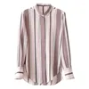 Women's Blouses Spring Autumn Style Women Chiffon Shirts Lady Office Work Wear Stand Collar Striped Printed Blusas Tops DD8953