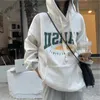 Sweats à capuche pour femmes Sweatshirts avec chapeau femmes rétro High Street Allmatch lâche décontracté paresseux chaud plus épais poches avant lettre impression adolescent 230224