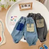 Jeans bambino bambini ragazzo autunno bambini cartone animato modello pantaloni cargo larghi pantaloni in denim vita elastica per 1 7 anni 230224